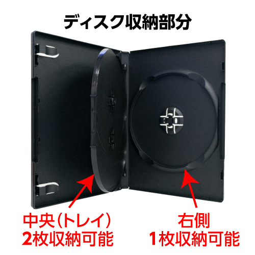 SS-062 / DVDトールケース 3枚収納14mm (黒 / 100枚入り)